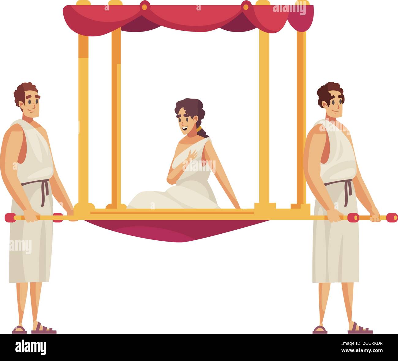 Ancienne composition de rome avec deux personnes portant la femme en palanquin illustration vectorielle de dessin animé Illustration de Vecteur