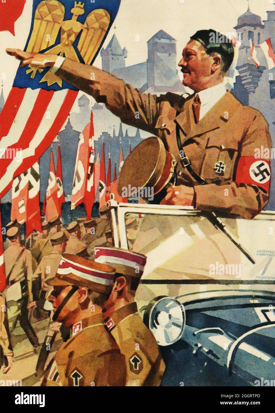 Une affiche vintage pour le rallye de Nuremberg nazi annuel Banque D'Images