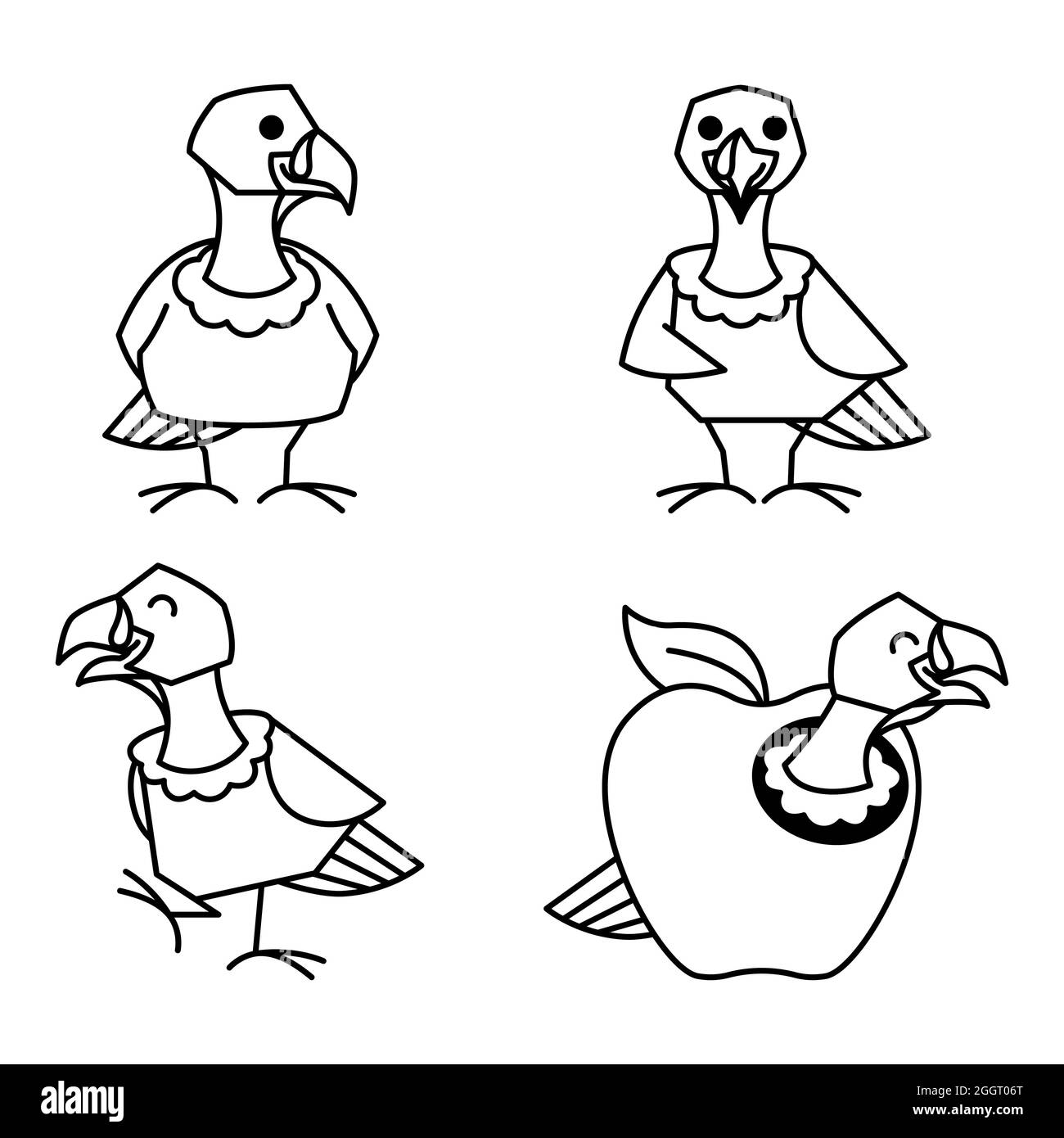 Dinde oiseau femelle automne Thanksgiving personnage dessin animé Art Illustration de Vecteur