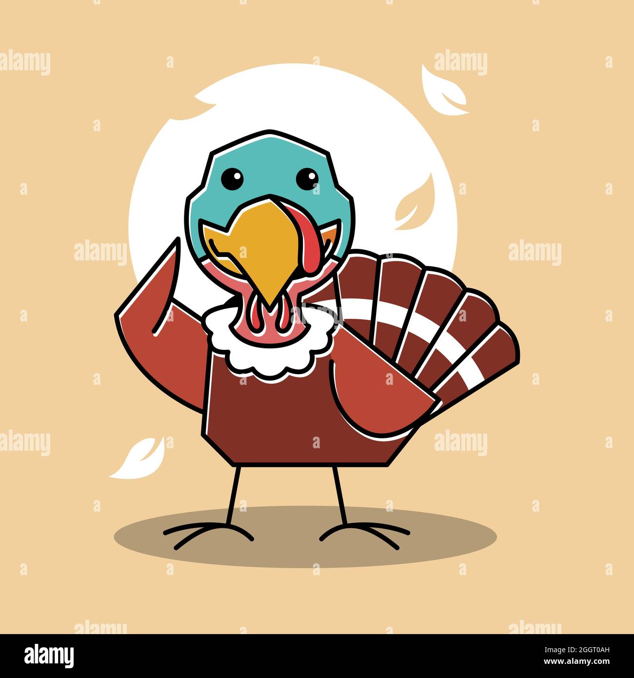 Dinde oiseau coq main agitant automne personnage de Thanksgiving Cartoon Illustration de Vecteur
