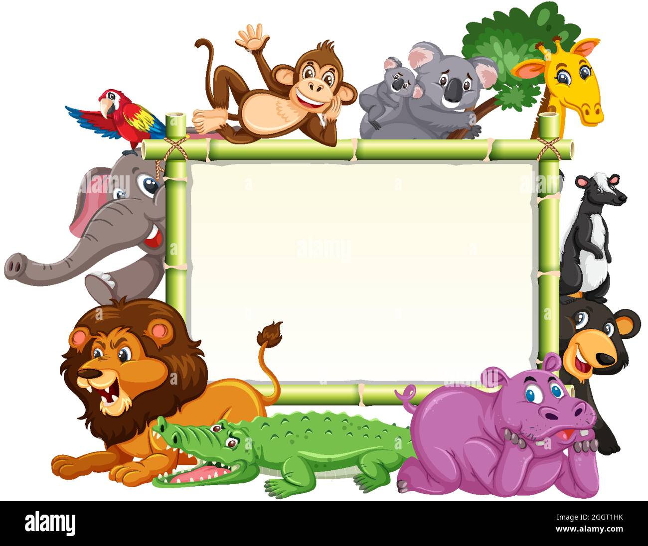 Bannière vide avec diverses illustrations d'animaux sauvages Illustration de Vecteur