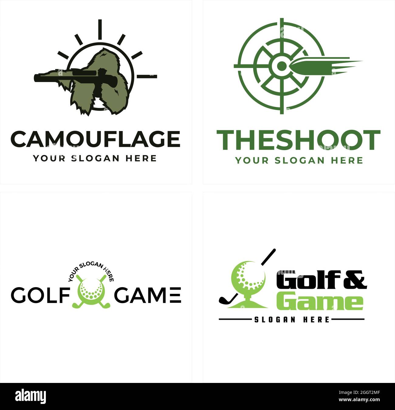 Jeux de loisirs golf Shoot logo design Illustration de Vecteur