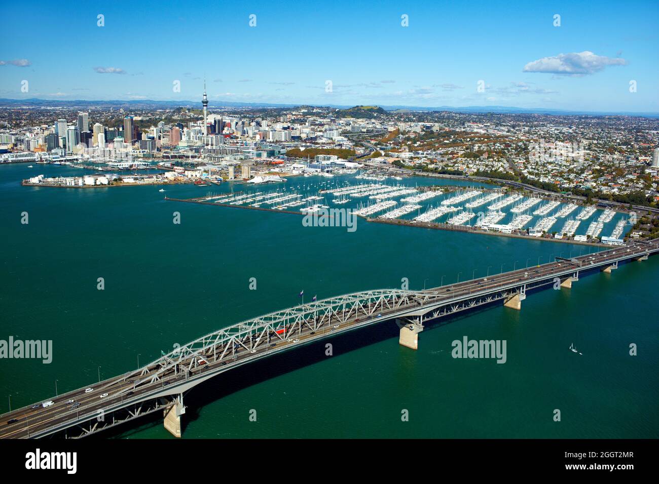 Auckland, Westhaven Marina et vue sur le port, Auckland, Nouvelle-Zélande Banque D'Images