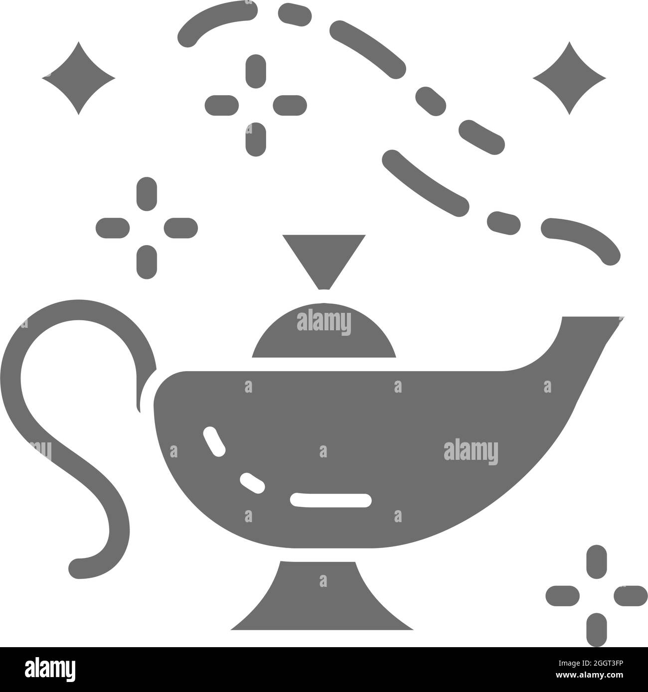 Lampe magique orientale, icône en gris Aladdin. Illustration de Vecteur