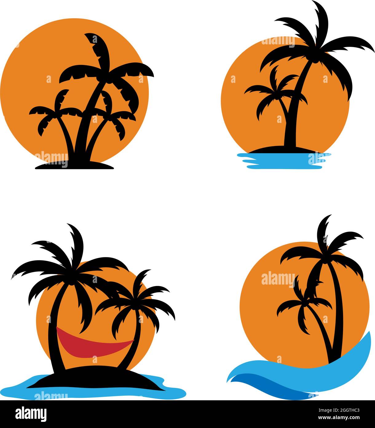 Coucher de soleil palmier Banque d'images vectorielles - Alamy