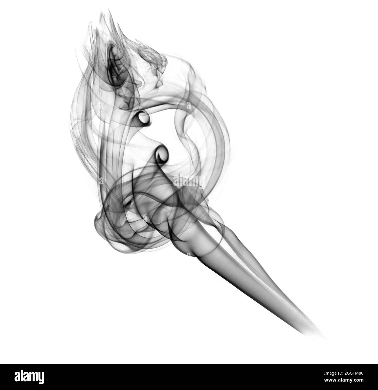 Nuage de fumée noir abstrait isolé sur fond blanc Banque D'Images