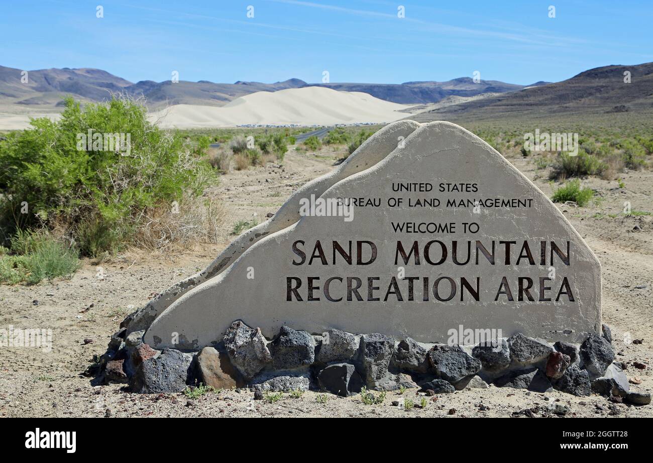 Bienvenue dans l'espace de loisirs de Sand Mountain, Nevada Banque D'Images