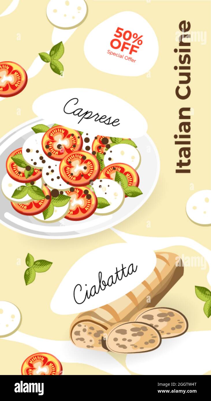 Affiche ou bannière promotionnelle pour le menu de cuisine italienne Illustration de Vecteur