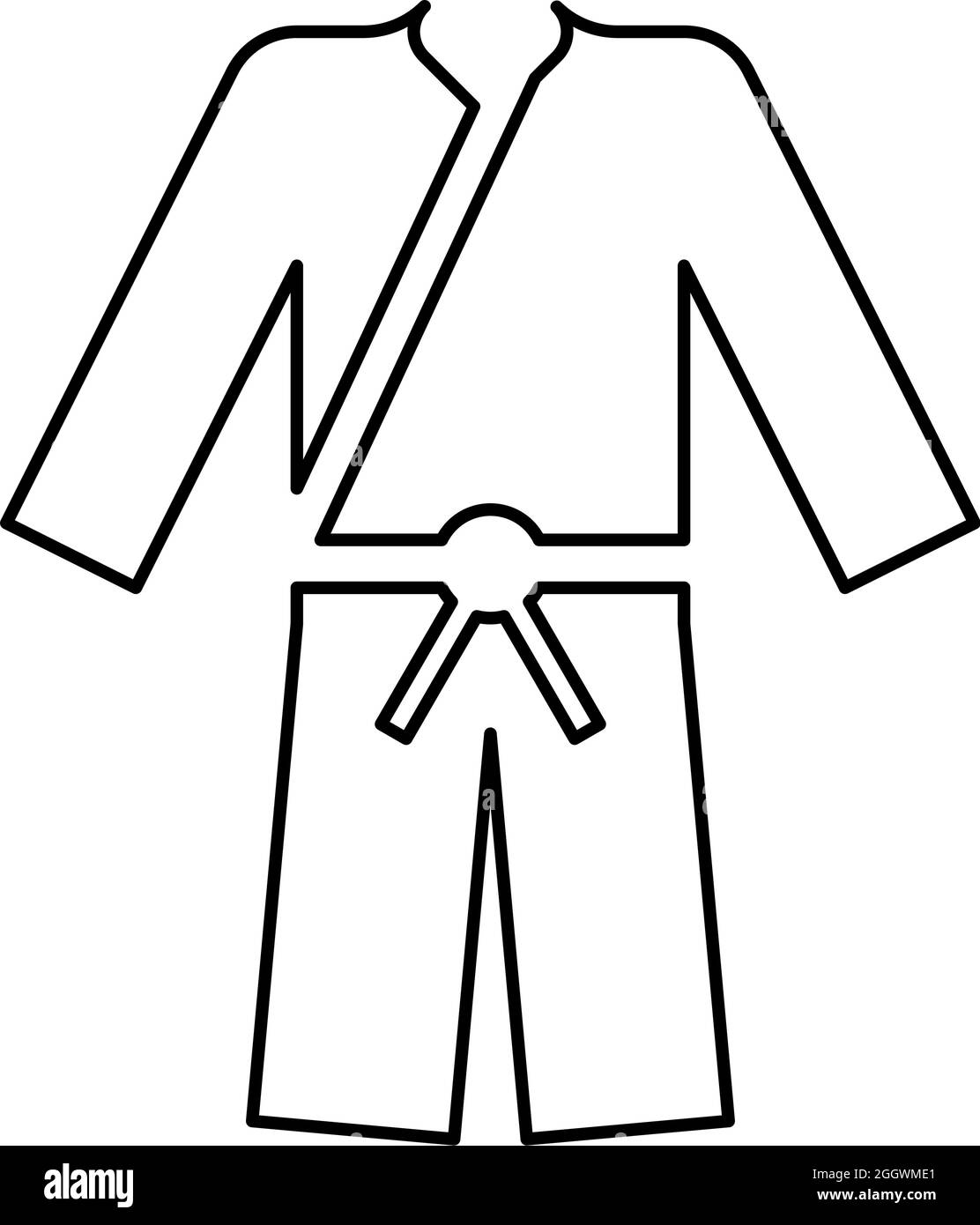 Sports kimono Japanese Wear contour icône noir couleur vecteur illustration plat style simple image Illustration de Vecteur