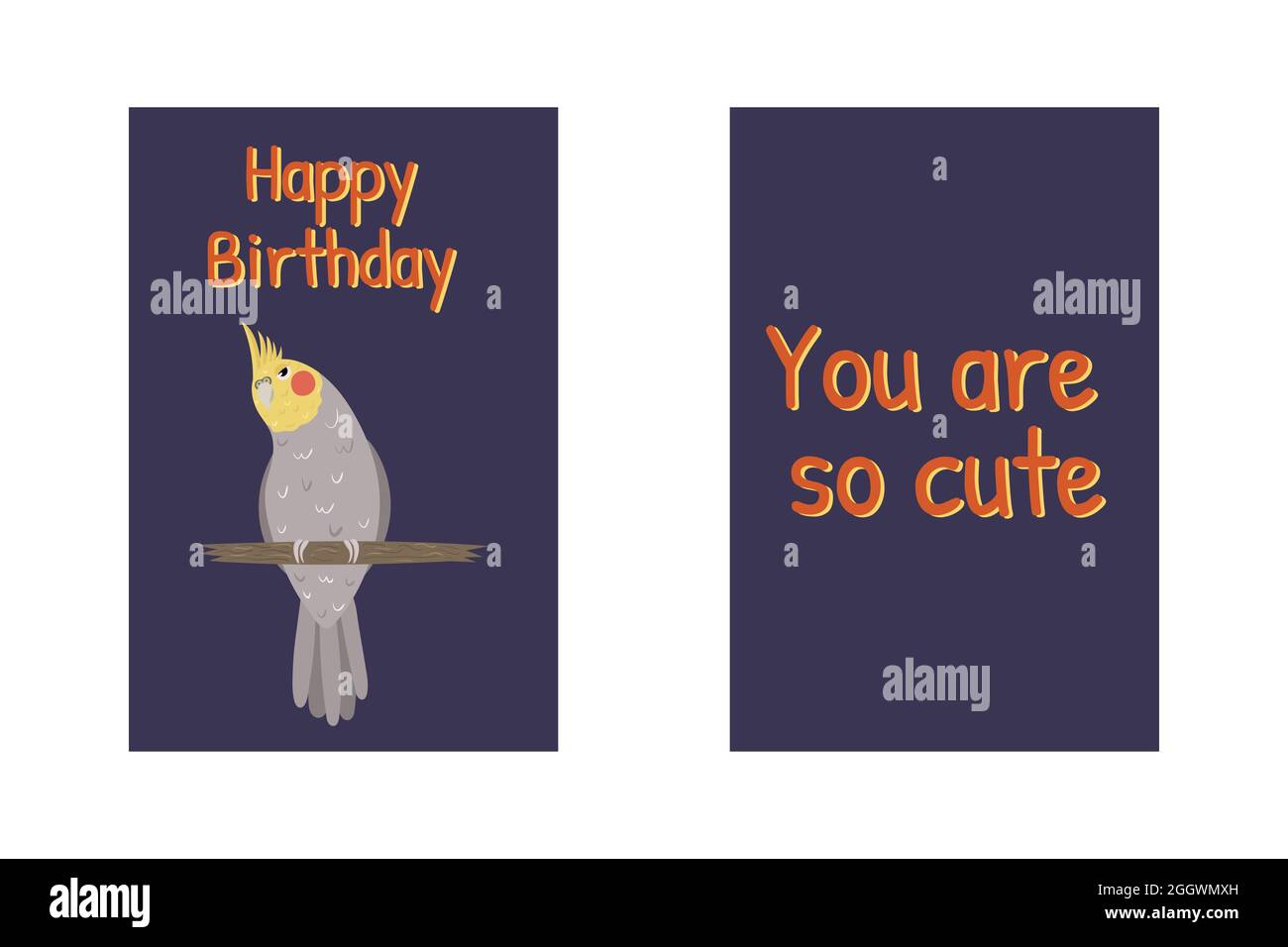 Cartes De Vœux D Anniversaire Avec Perroquet De Cocatier Signe D Anniversaire Heureux Et Citation Drole Vous Etes Si Mignon Illustration Amusante Joli Perroquet Motif Enfant Image Vectorielle Stock Alamy
