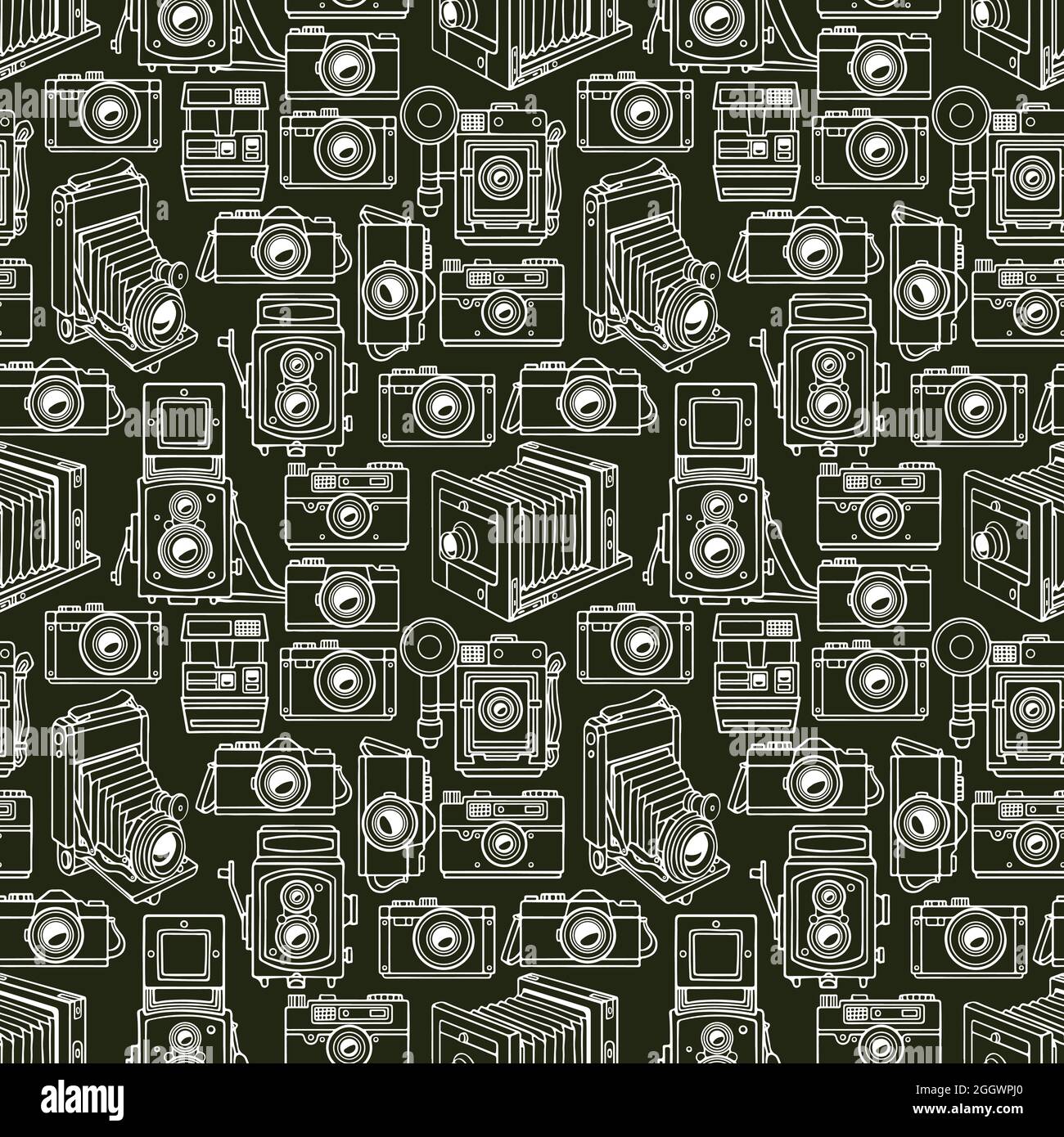 sans coutures avec différentes caméras d'esquisse vintage. illustration dessinée à la main Illustration de Vecteur