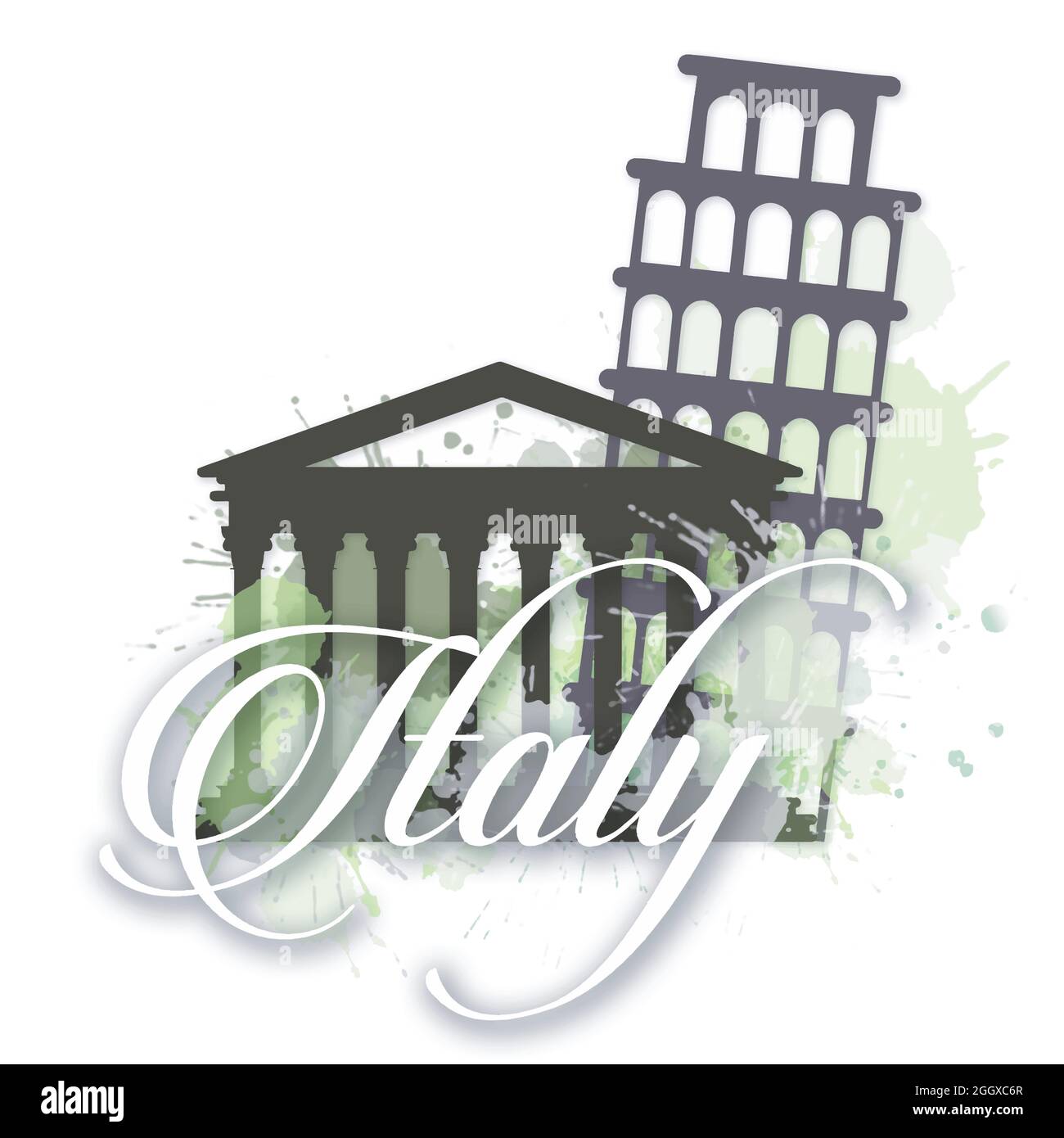 Bienvenue à l'Italie aquarelle doodle Voyage citation - Roman Architecture Illustration de Vecteur