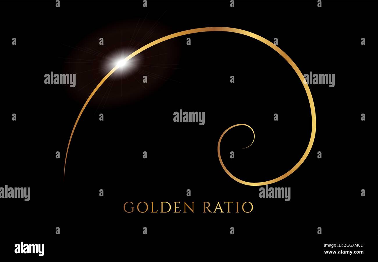 Fibonacci ou Golden ratio Noir et or Spiral Background Illustration Illustration de Vecteur