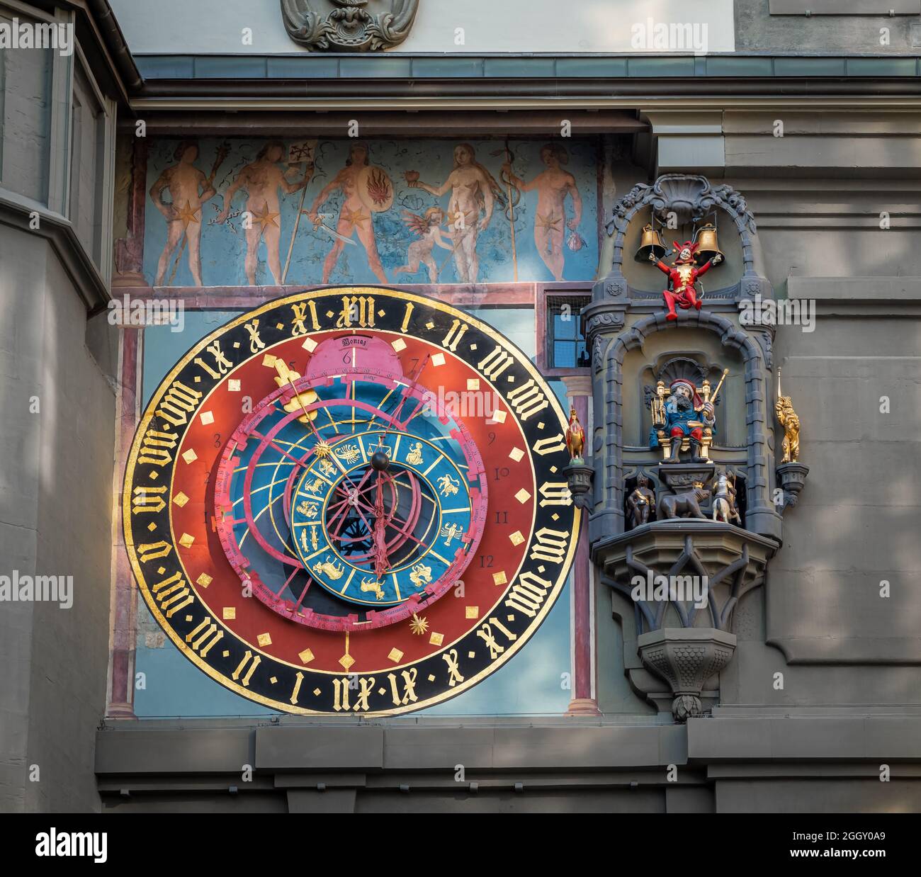 Détail de l'horloge astronomique de Zytglogge - Tour de l'horloge médiévale - Berne, Suisse Banque D'Images