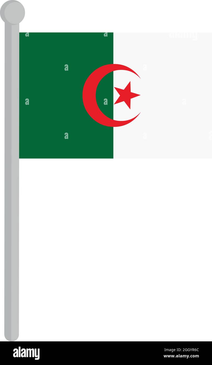 Illustration vectorielle du drapeau de l'Algérie sur un Flagpole Illustration de Vecteur