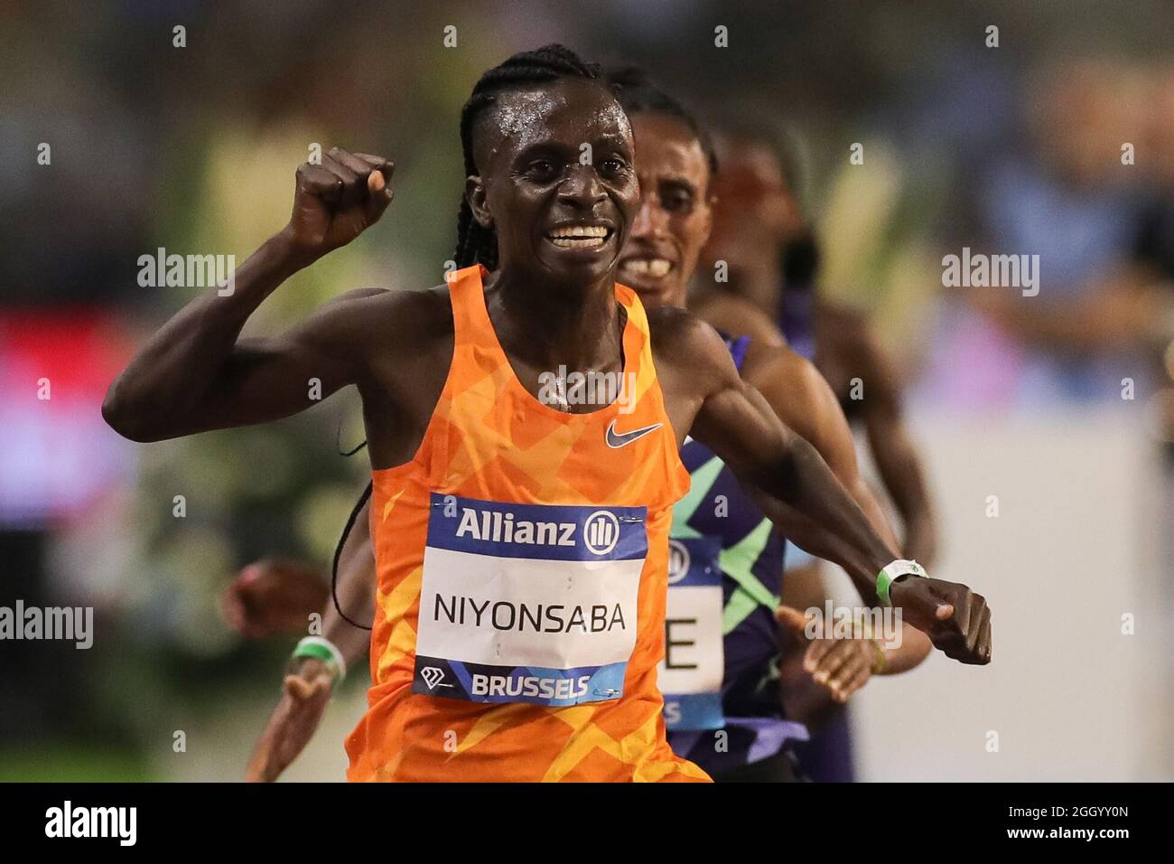 Bruxelles, Belgique. 3 septembre 2021. Francine Niyonsaba, du Burundi, participe à la finale du 5 000 m féminin à la World Athletics Wanda Diamond League à Bruxelles, Belgique, le 3 septembre 2021. Credit: Zheng Huansong/Xinhua/Alay Live News Banque D'Images