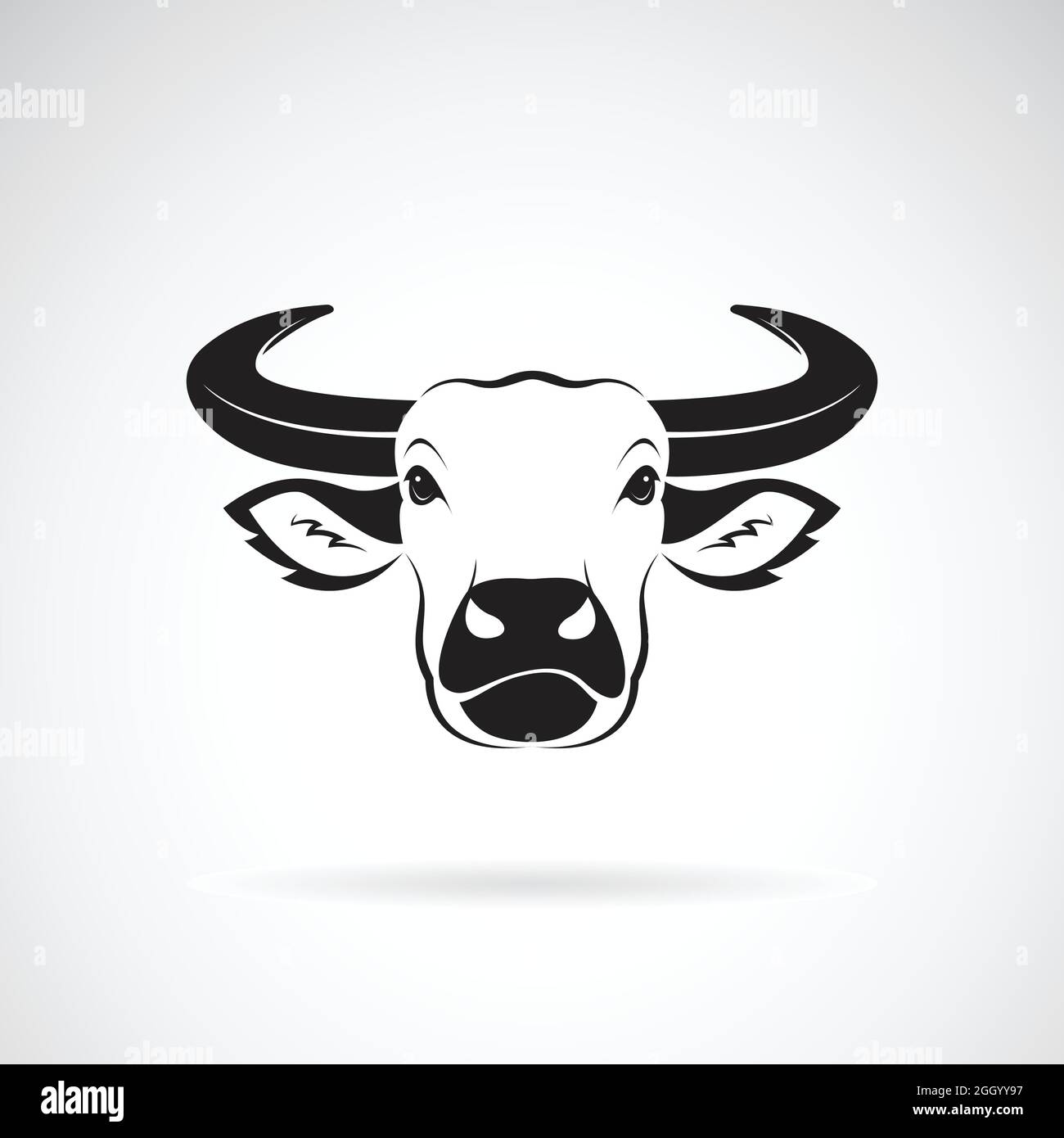 Motif vectoriel de tête de buffle sur fond blanc. Wild Animals. icône ou logo buffalo Head. Illustration vectorielle superposée facile à modifier. Illustration de Vecteur