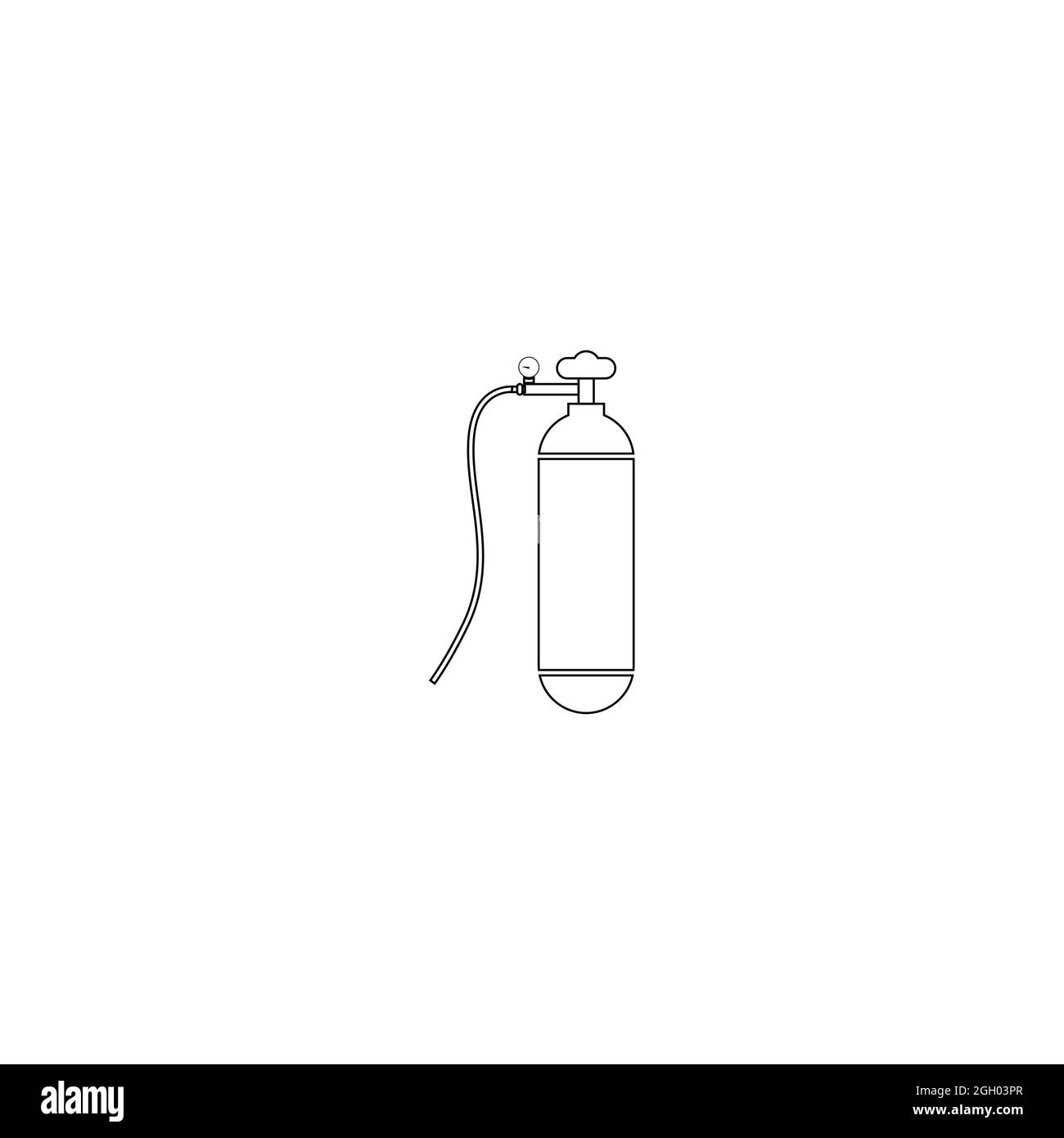 Icône de bouteille d'oxygène, réservoir de bouteille de gaz pour tous les gaz inertes et mélangés inertes, icône de vecteur - Vector Banque D'Images