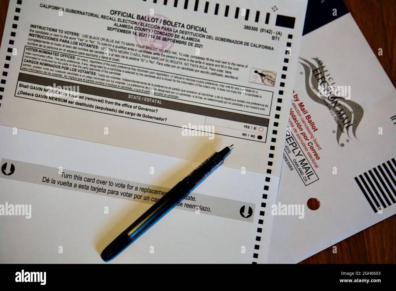 Bulletin de rappel de la Californie 2021. Un vote non pour rappeler le gouverneur Gavin Newsom. Banque D'Images