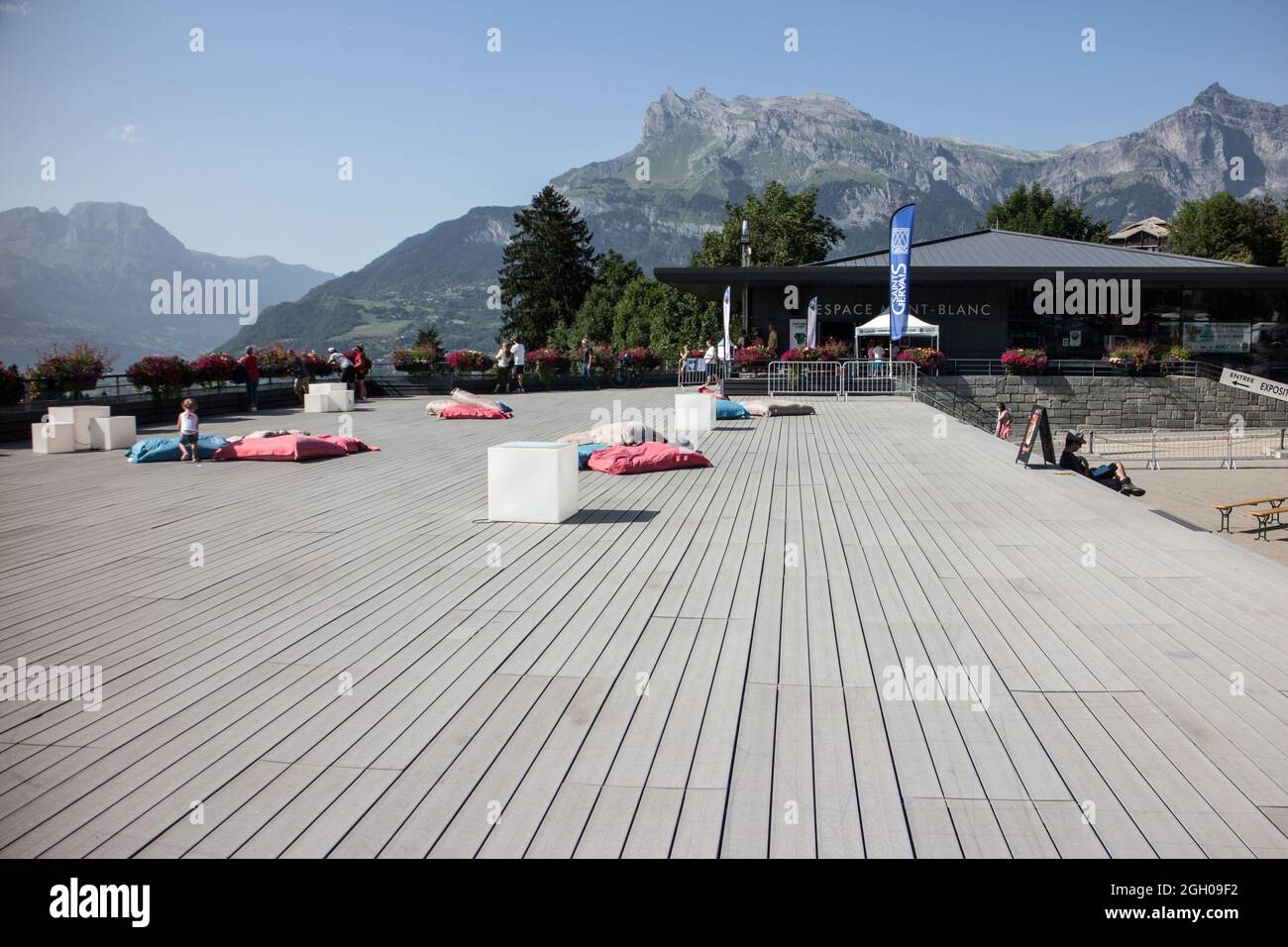 Esplanade Marie Paradis (première femme sur le Mont blanc) à Saint Gervais Banque D'Images