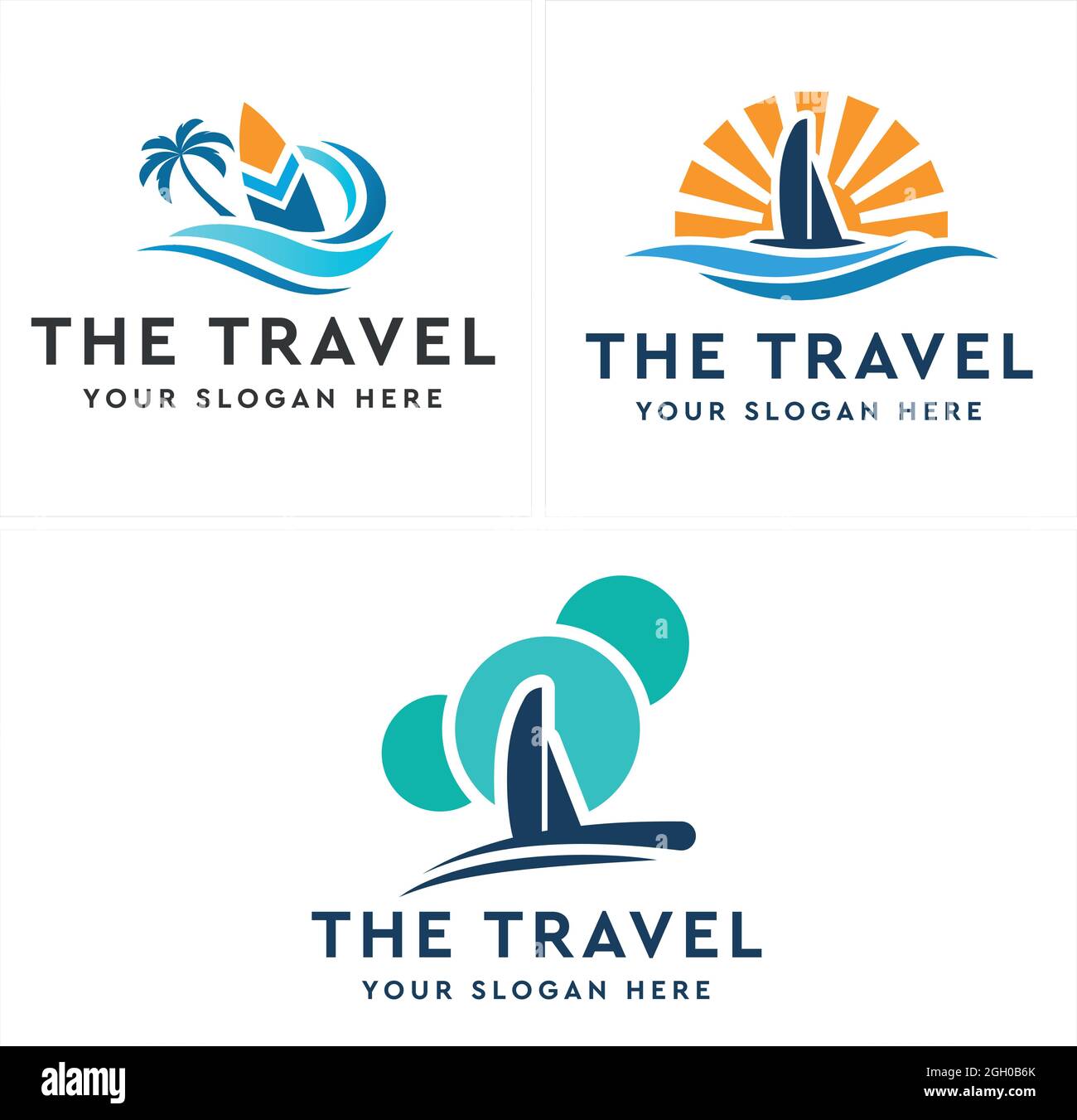 Design du logo de surf de la plage Illustration de Vecteur