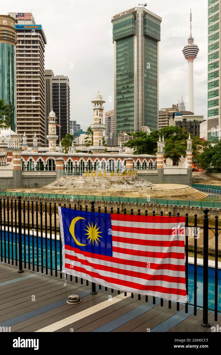 Masjud Jamek, Kuala Lumpur depuis la promenade de la rivière de la vie Banque D'Images