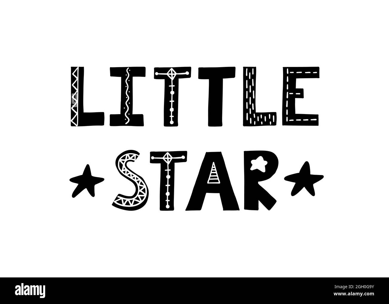 Petite étoile. Jolie affiche dessinée à la main avec des lettres de style scandinave. Phrase pour éviter la chambre. Illustration vectorielle. Illustration de Vecteur