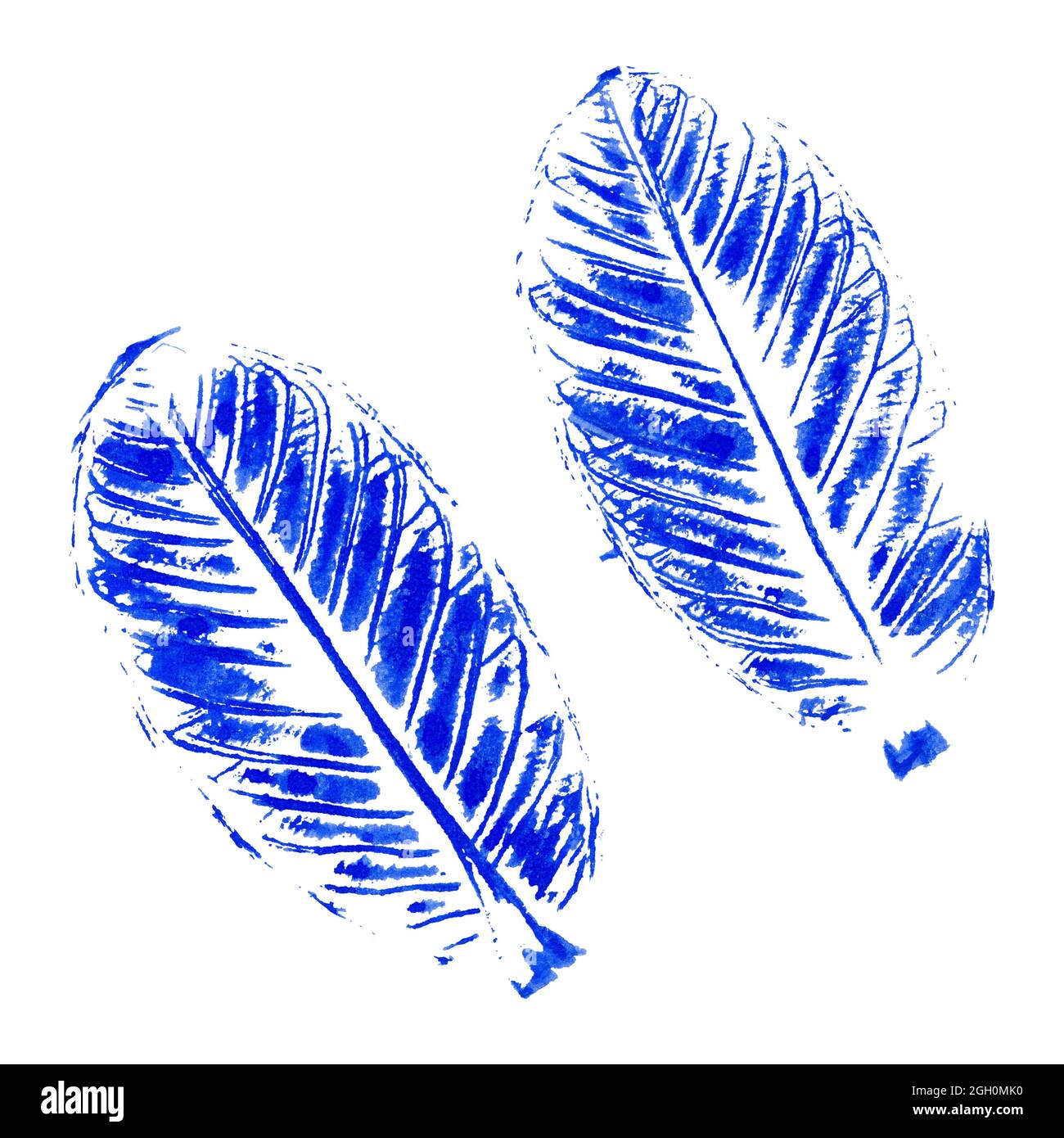Timbre feuille original fait main, imprimé nature unique Banque D'Images