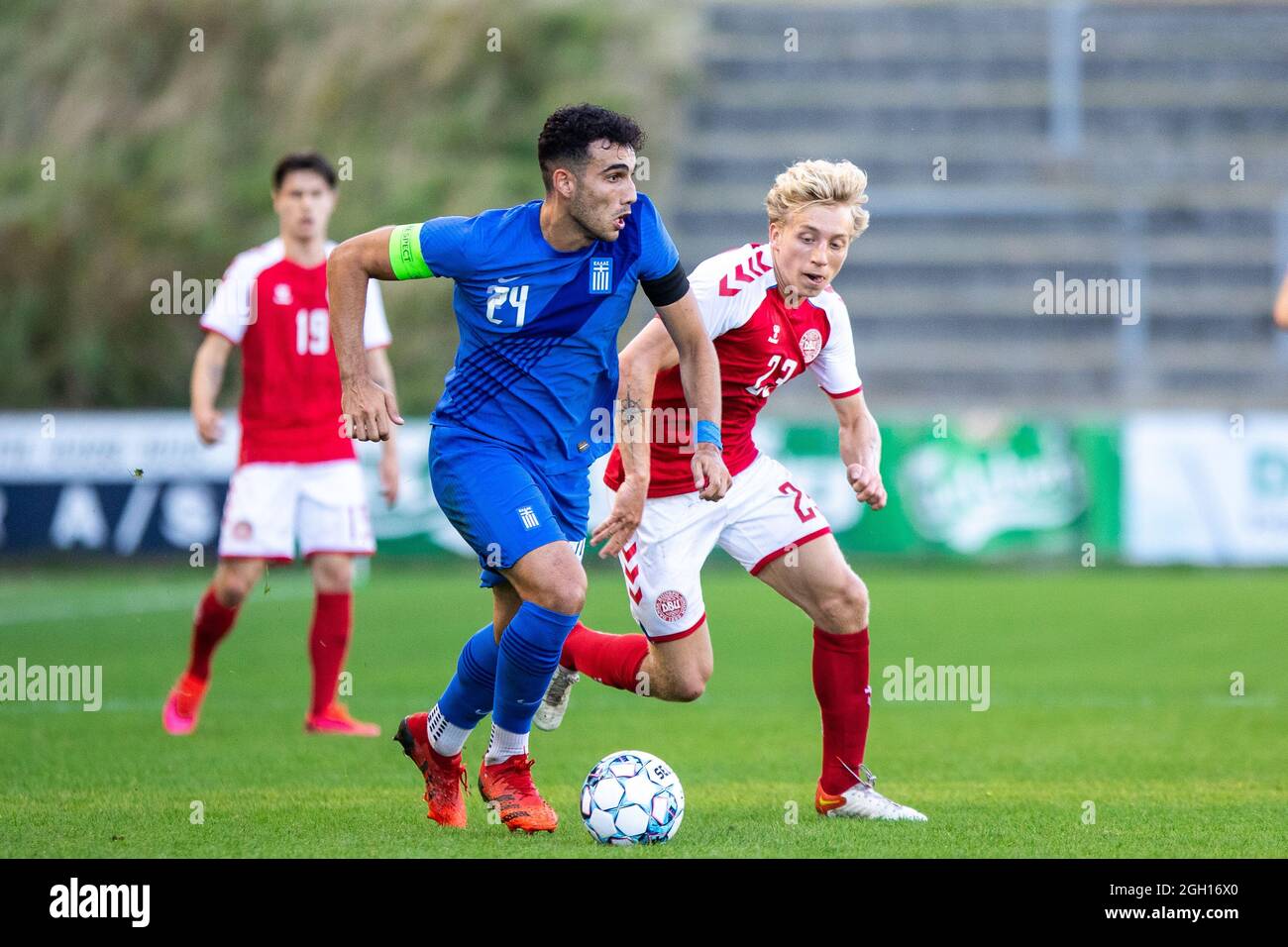 Gladsaxe, Danemark. 3 septembre 2021. Ioannis Michailidis (24) de Grèce vu lors du match international des moins de 21 ans entre le Danemark et la Grèce au stade Gladsaxe à Gladsaxe, Danemark. (Crédit photo : Gonzales photo/Alamy Live News Banque D'Images