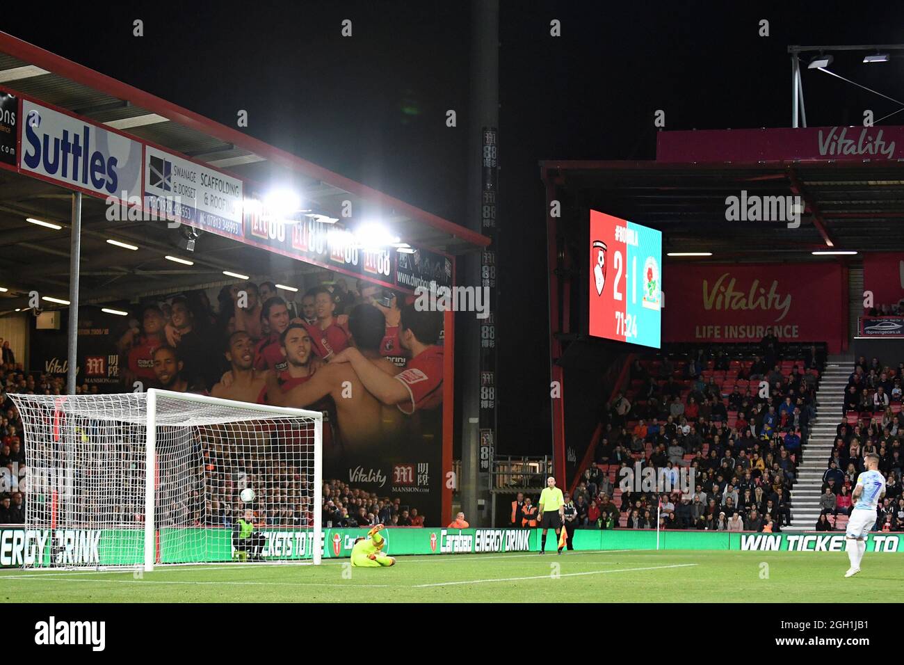 Adam Armstrong de Blackburn Rovers marque l'égalisation de la pénalité - AFC Bournemouth / Blackburn Rovers, Carabao Cup, troisième tour, Vitality Stadium, Bournemouth - 25 septembre 2018 Banque D'Images