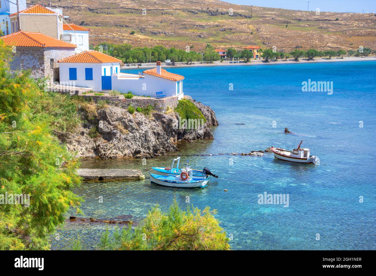Village pittoresque de Sigri, île de Lesvos, Grèce. Banque D'Images