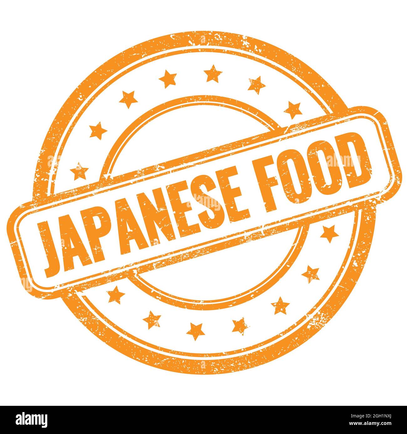 Texte DE LA NOURRITURE JAPONAISE sur timbre rond en caoutchouc orange vintage grungy. Banque D'Images