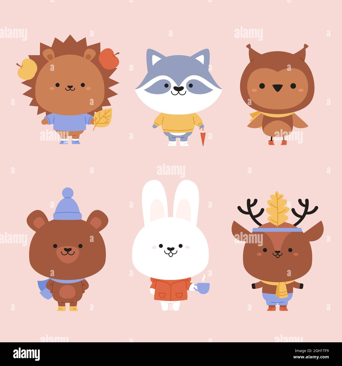 Jeu d'animaux d'automne illustration vectorielle. Illustration de Vecteur