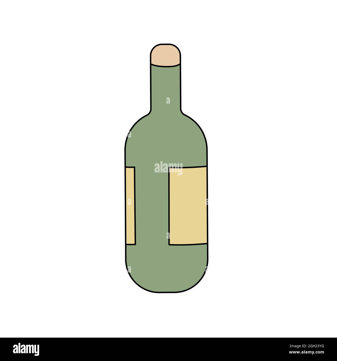 Jolie bouteille de champagne ou de vin dans le style de la caniche.  Illustration vectorielle isolée sur fond blanc. Vin mousseux de dessin  animé en couleur Image Vectorielle Stock - Alamy
