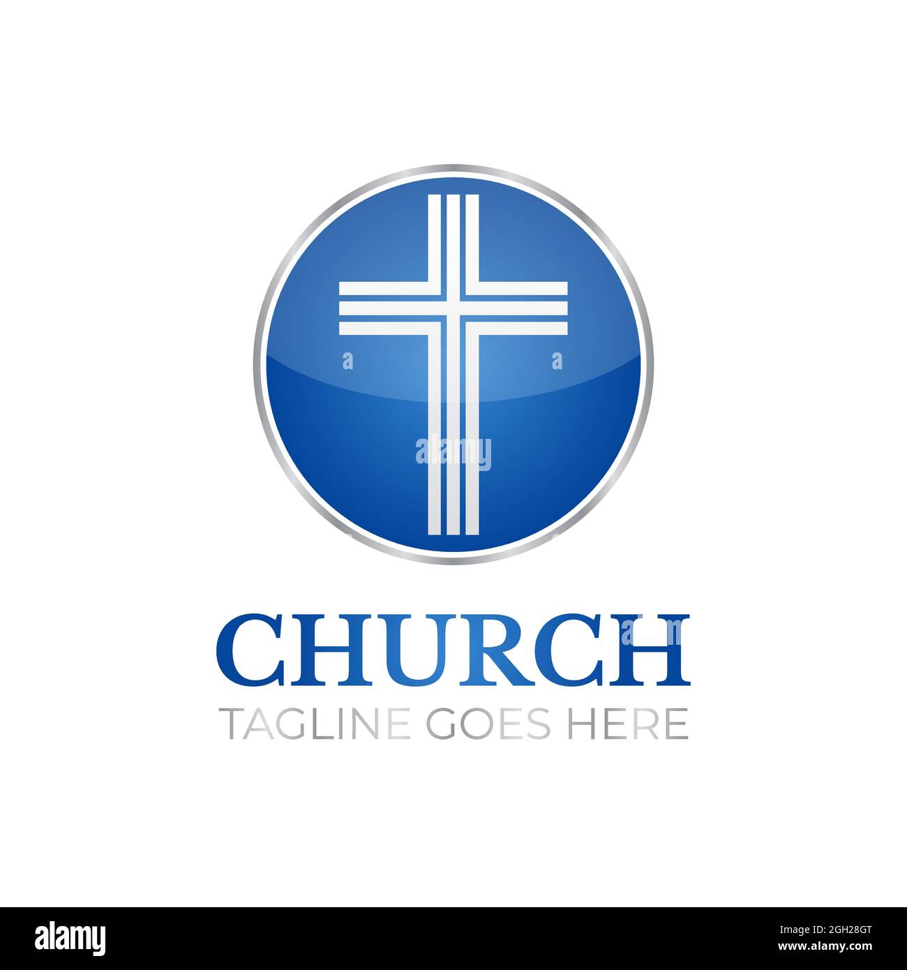 Christian Church Round logo Design with Cross Illustration de Vecteur