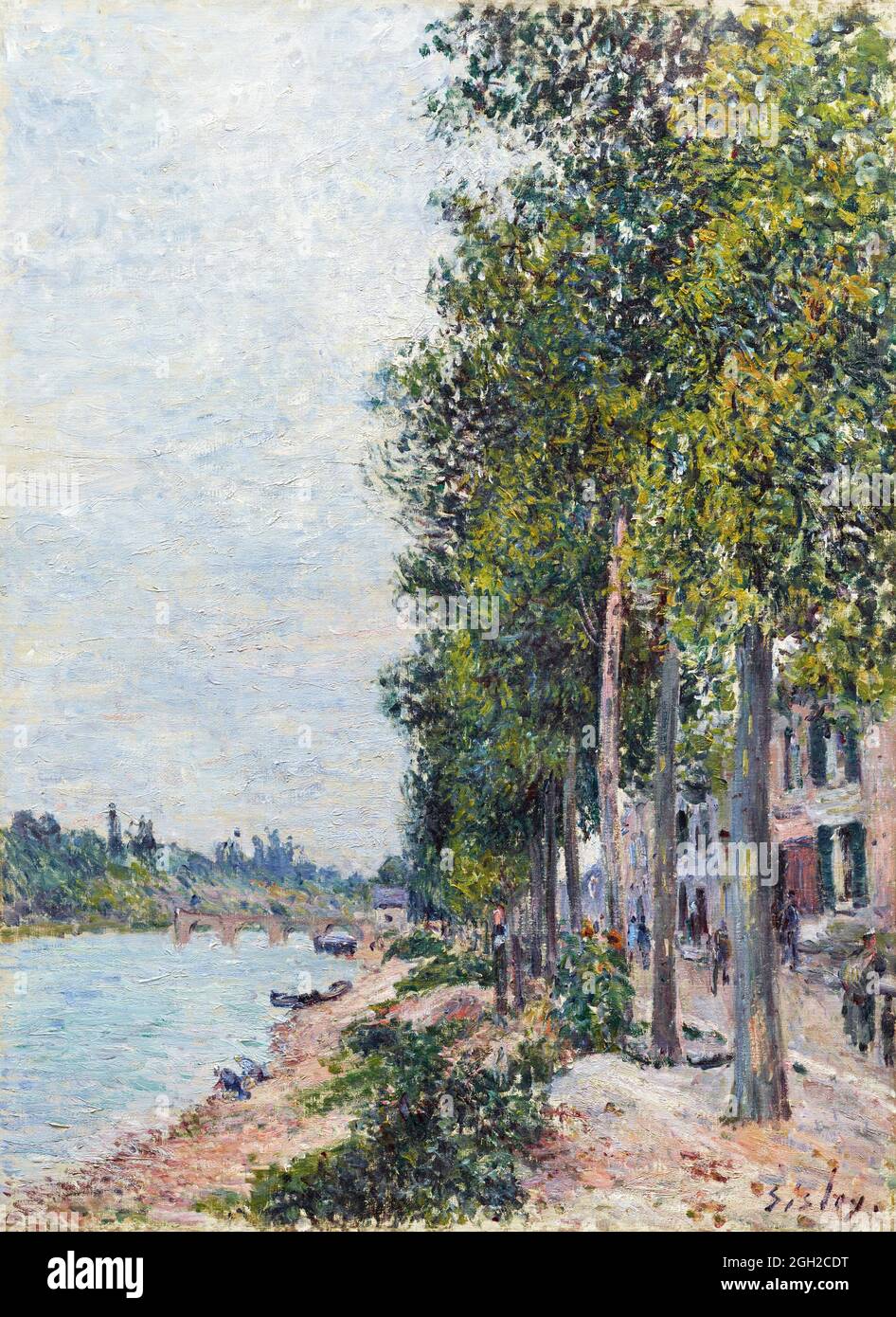 Route le long de la Seine à Saint-Mammes par Alfred Sisley (1839-1899), huile sur toile, c. 1880 Banque D'Images