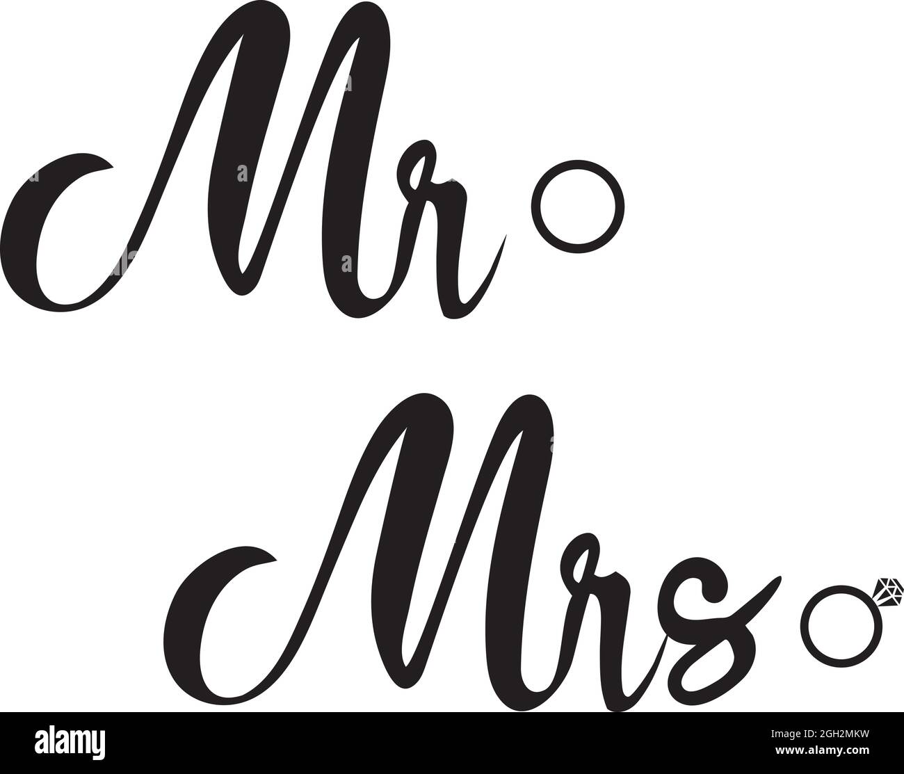 Illustration vectorielle de MR et MRS avec anneaux de mariage. Illustration de Vecteur