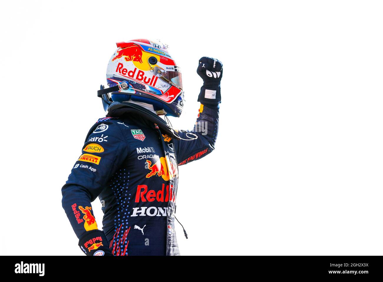 VERSTAPPEN Max (Ned), Red Bull Racing Honda RB16B, portrait célébrant la position de pôle lors du Grand Prix de Hollande Heineken de Formule 1 2021, 13e tour du Championnat du monde de Formule 1 2021 de la FIA du 3 au 5 septembre 2021 sur le circuit Zandvoort, à Zandvoort, pays-Bas Banque D'Images