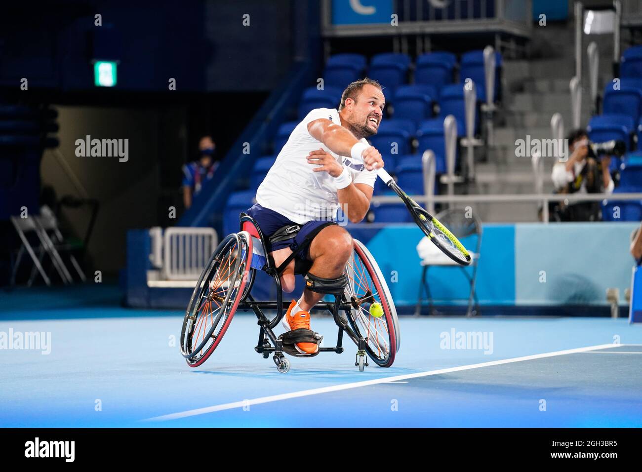 Tom Egberink (NED), 4 SEPTEMBRE 2021 - tennis en fauteuil roulant : les hommes célibataires finale match entre Shingo Kunieda 2-0 Tom Egberink au Parc de tennis Ariake lors des Jeux paralympiques de Tokyo 2020 à Tokyo, au Japon. Credit: SportsPressJP/AFLO/Alay Live News Banque D'Images