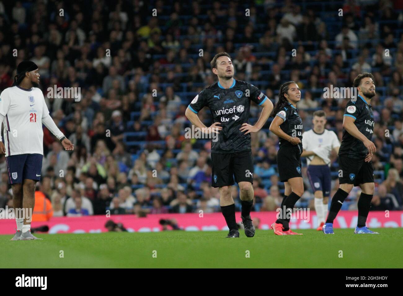 Manchester, Royaume-Uni. 04e septembre 2021. Football Aid action en direct avec Martin Compston pendant le match à l'Etihad Stadium 4 sept 2021 crédit: SharonLathamAlamy Live News Banque D'Images