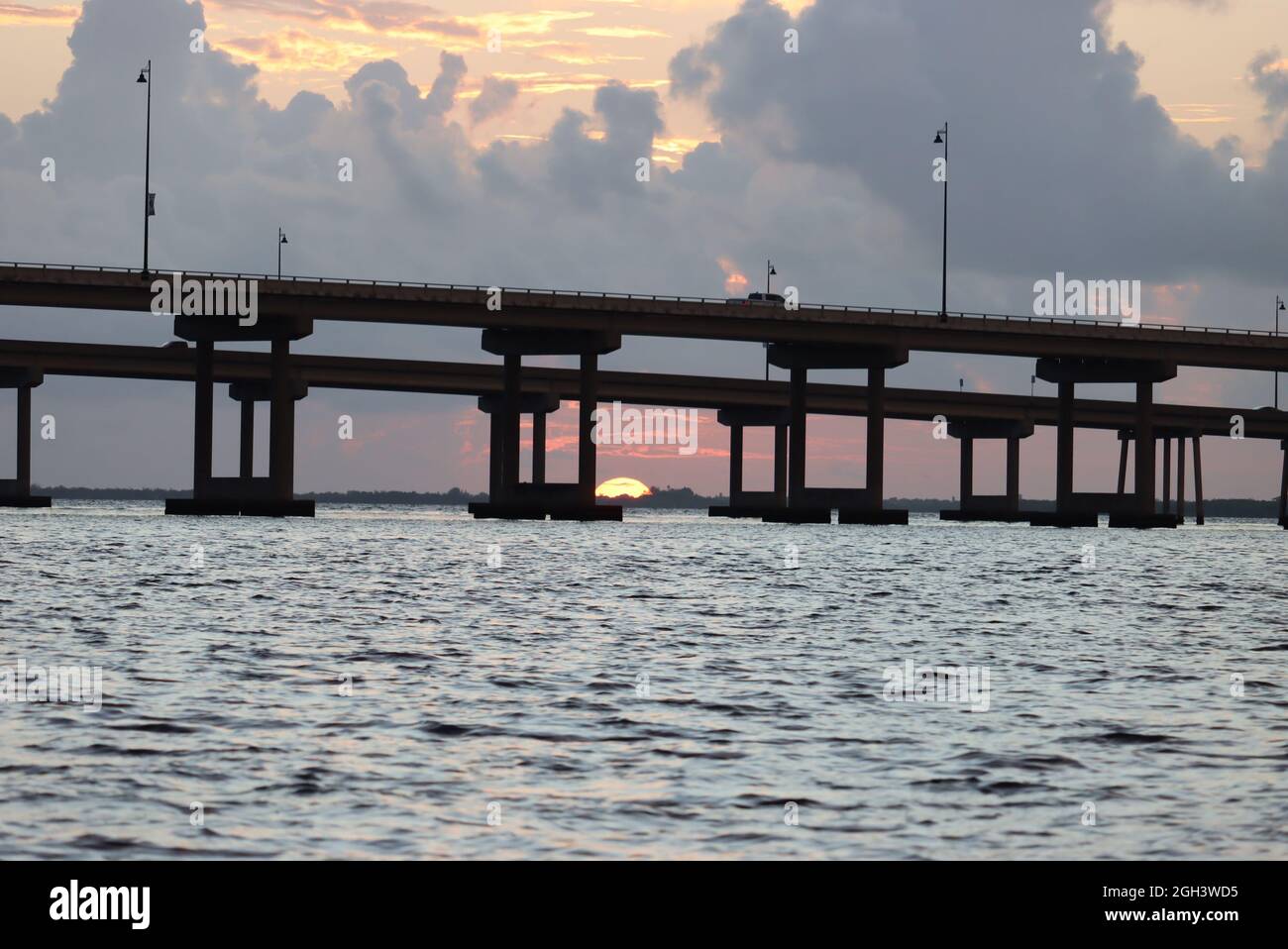 De Port Charlotte à Punta Gorda Florida Bridge au coucher du soleil Banque D'Images