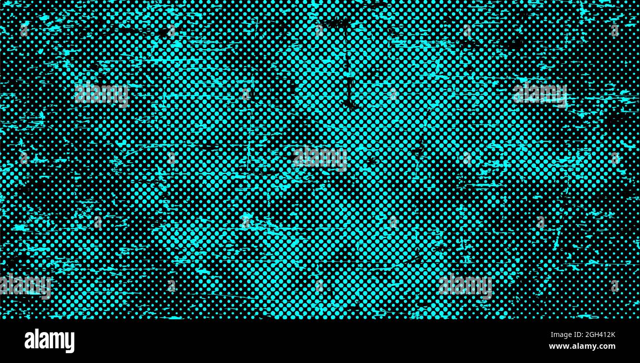 Turquoise demi-teinte pointillé craquelé fond grungy. Texture de détresse des taches, taches, encre, points, rayures cyan. Élément de conception artistique sale Illustration de Vecteur