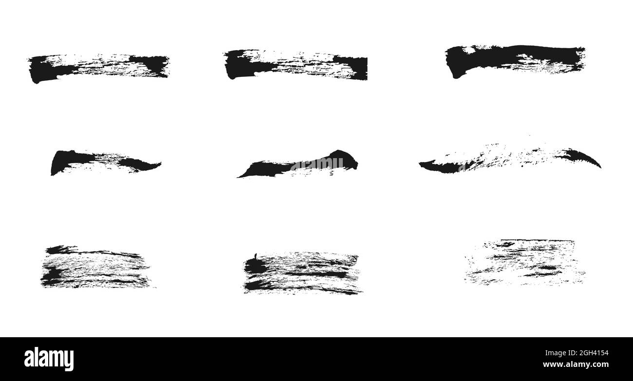 Traits de peinture noirs vectoriels. Dessin à main levée d'éléments d'encre de forme. Jeu de pinceaux vectoriels Illustration de Vecteur