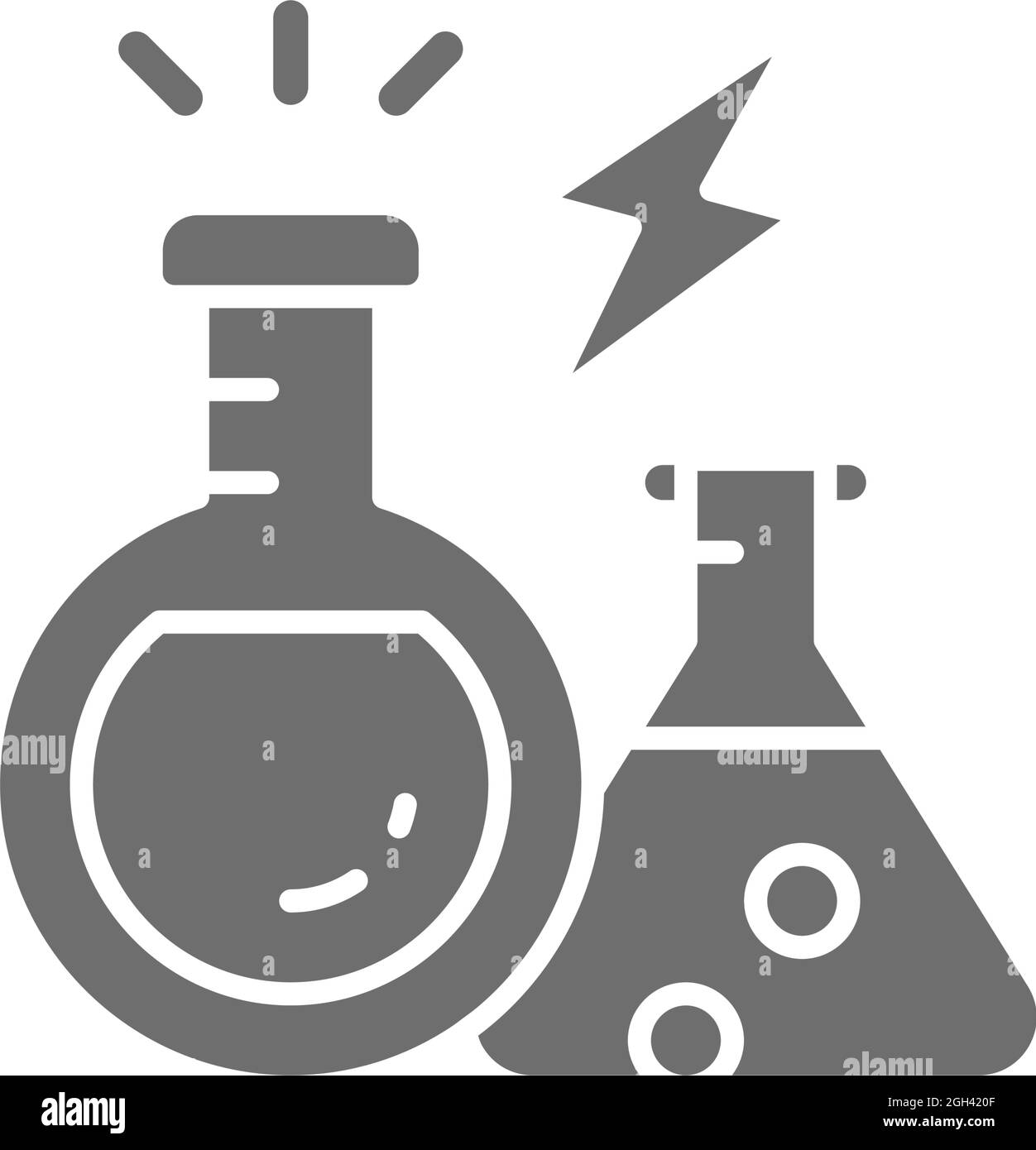 Équipement de laboratoire, flacons d'expérimentation, icône grise du tube à essai. Illustration de Vecteur