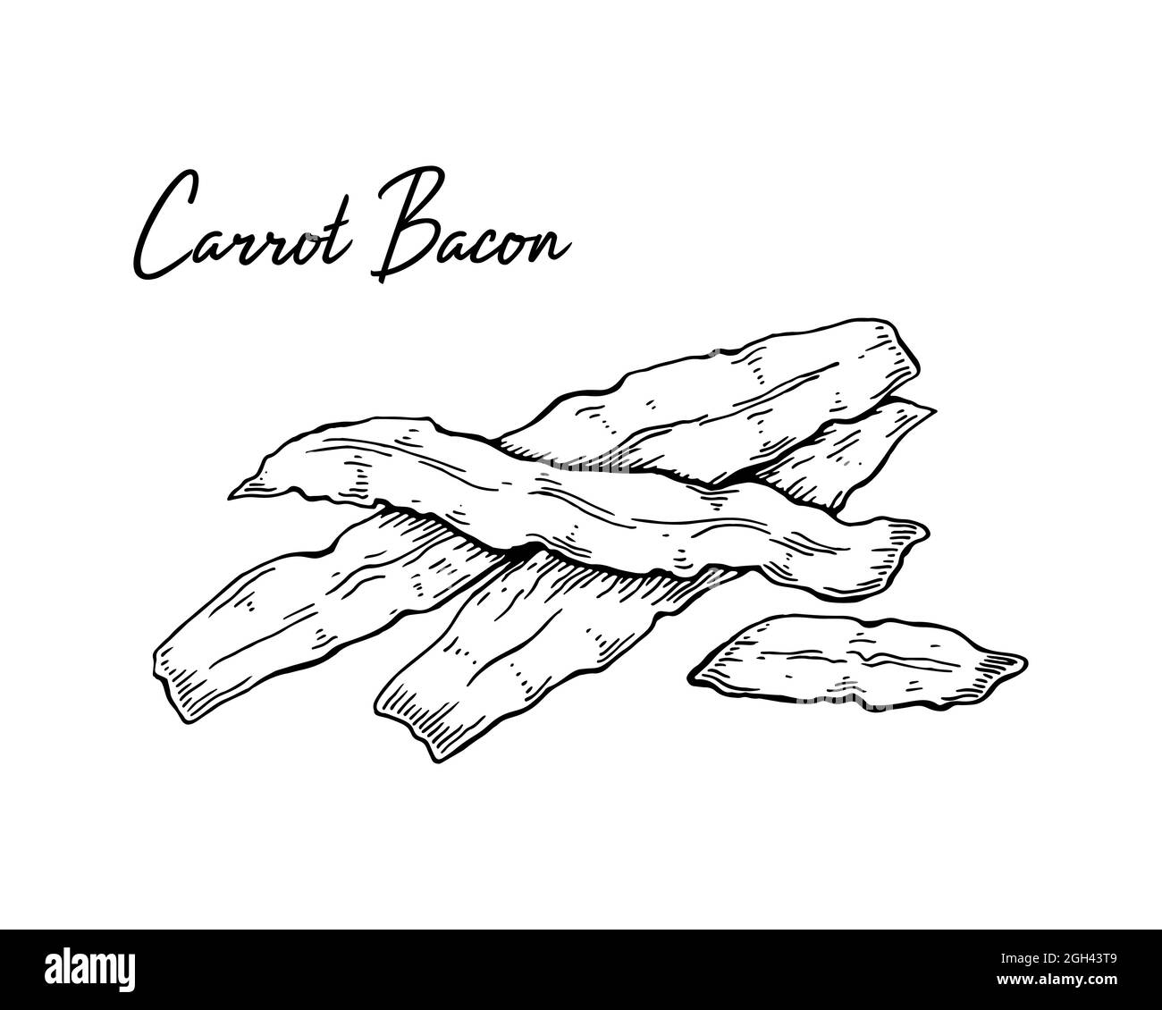 Bacon de carotte tiré à la main. Illustration vectorielle dans le style d'esquisse Illustration de Vecteur