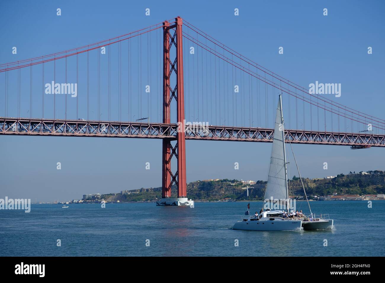 Portugal Lisbonne - pont suspendu Ponte 25 de Abril Banque D'Images