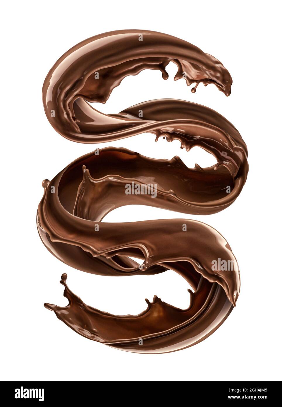 Splash chocolat isolé sur fond blanc Banque D'Images