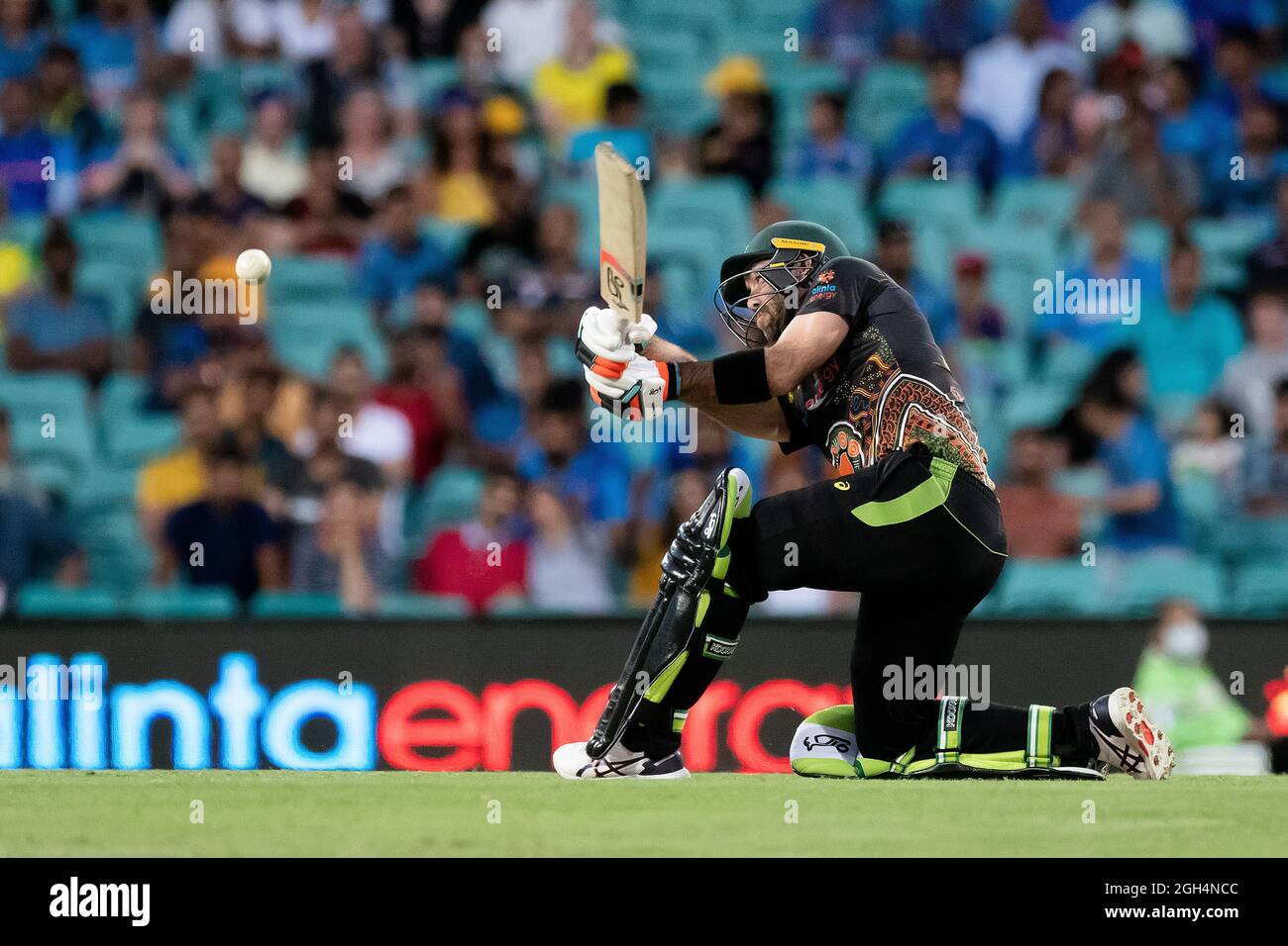 Sydney, Australie, 6 décembre 2020. Glenn Maxwell, d'Australie, entre dans le terrain de cricket de Sydney, le 07 décembre 2020 à Sydney, en Australie, a fait le match de cricket Dettol T20 Series entre l'Australie et l'Inde. Crédit : Steven Markham/Speed Media/Alay Live News Banque D'Images