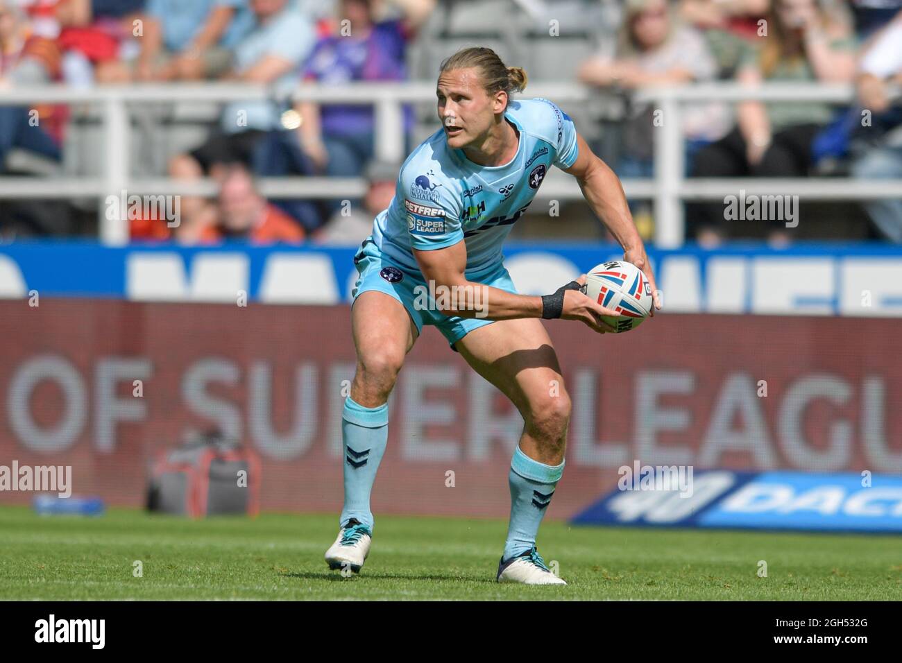 Jacob Miller (6) de Wakefield Trinity cherche un col à Newcastle, Royaume-Uni, le 9/5/2021. (Photo de Simon Whitehead/News Images/Sipa USA) Banque D'Images