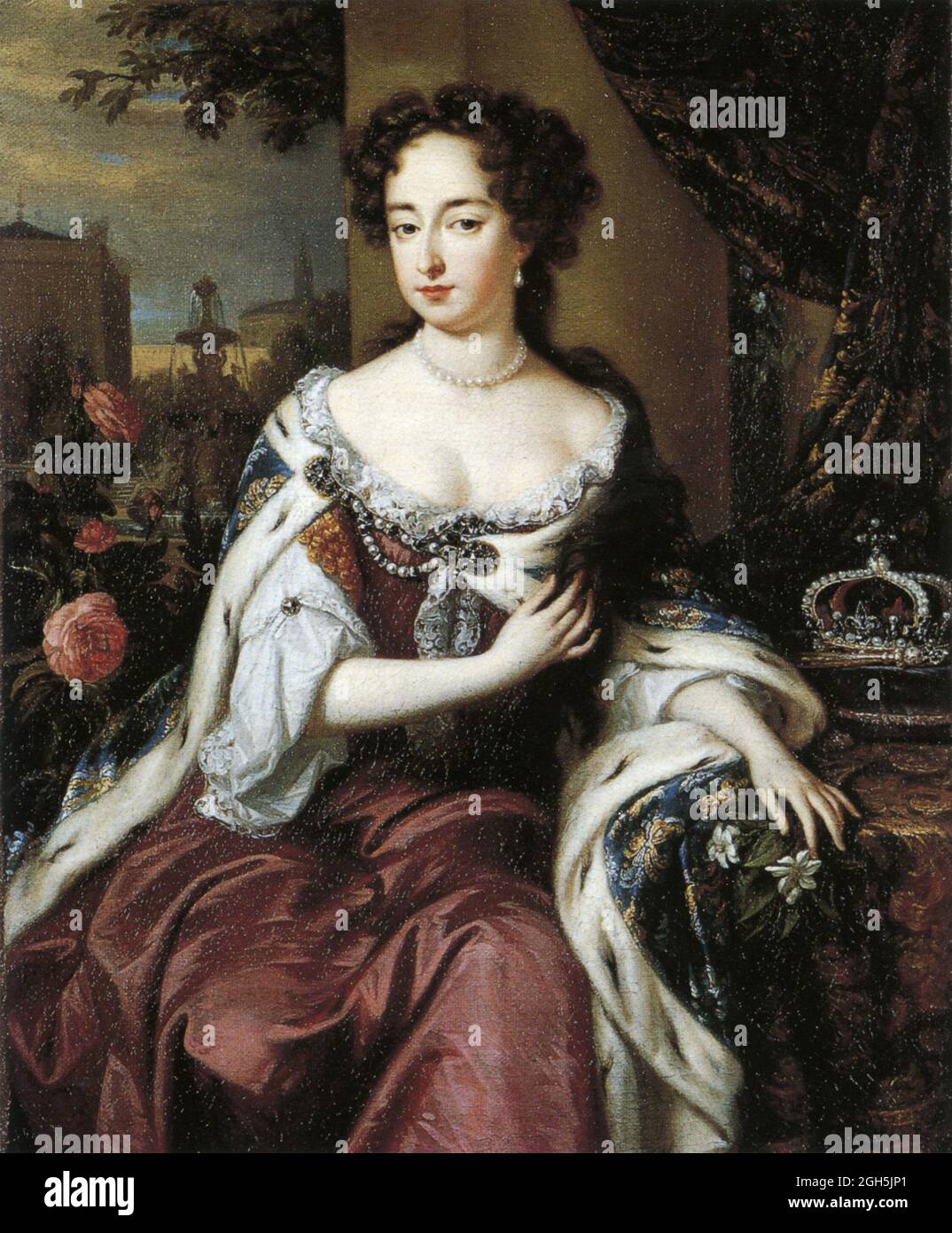Un portrait de jan Verkolje de la reine Marie II qui fut reine d'Angleterre de 1689 à 1694 Banque D'Images